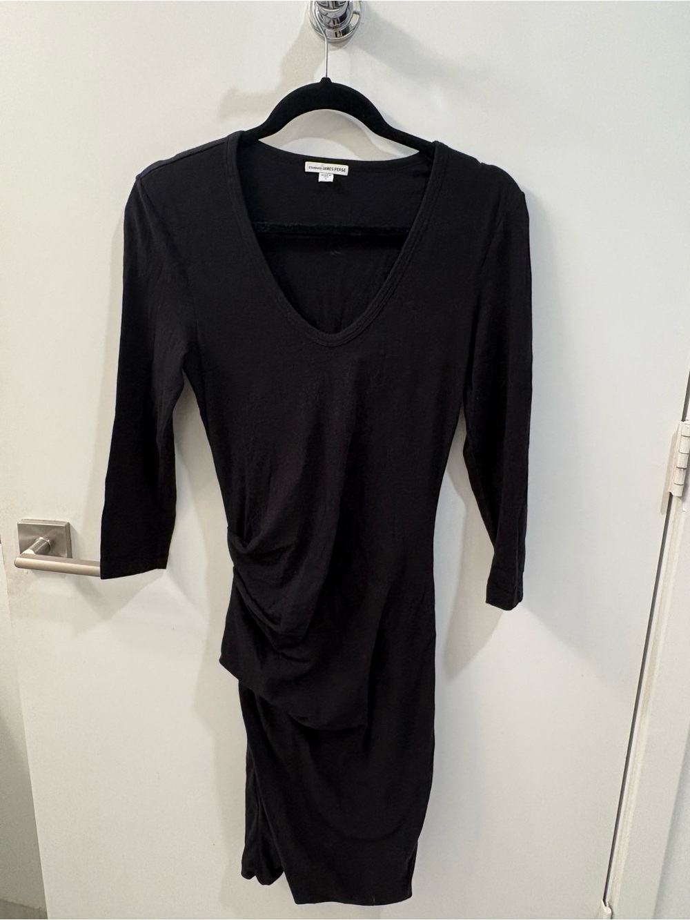 James Perse Ruched Long sleeve Dress Size 2 Black